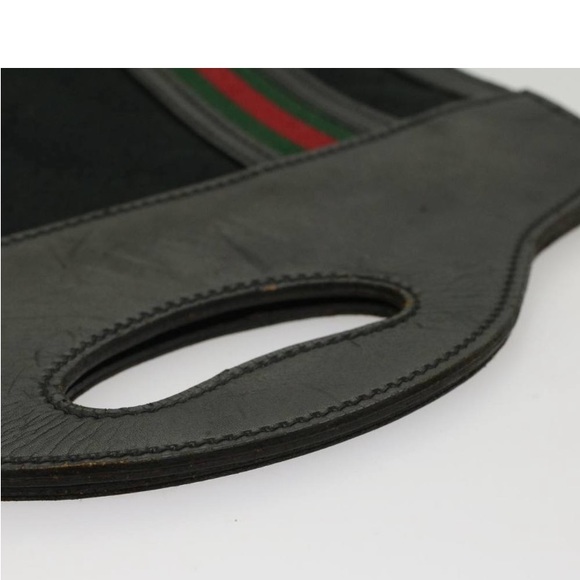 GUCCI GG CANVAS WEB SHERRY LINE TOTE PREOWNED Black/Red/Green - Picture 7 of 15